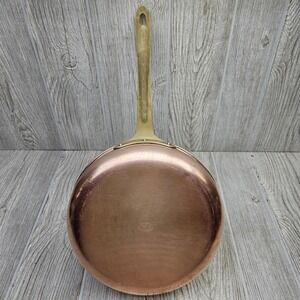 Vintage Tagus Copper Frying Pan Skillet Brass Handle 8" Portugal Cookware